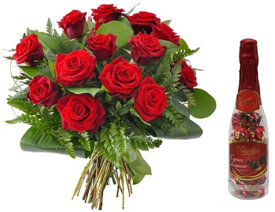 Rosas + Botella Bombones